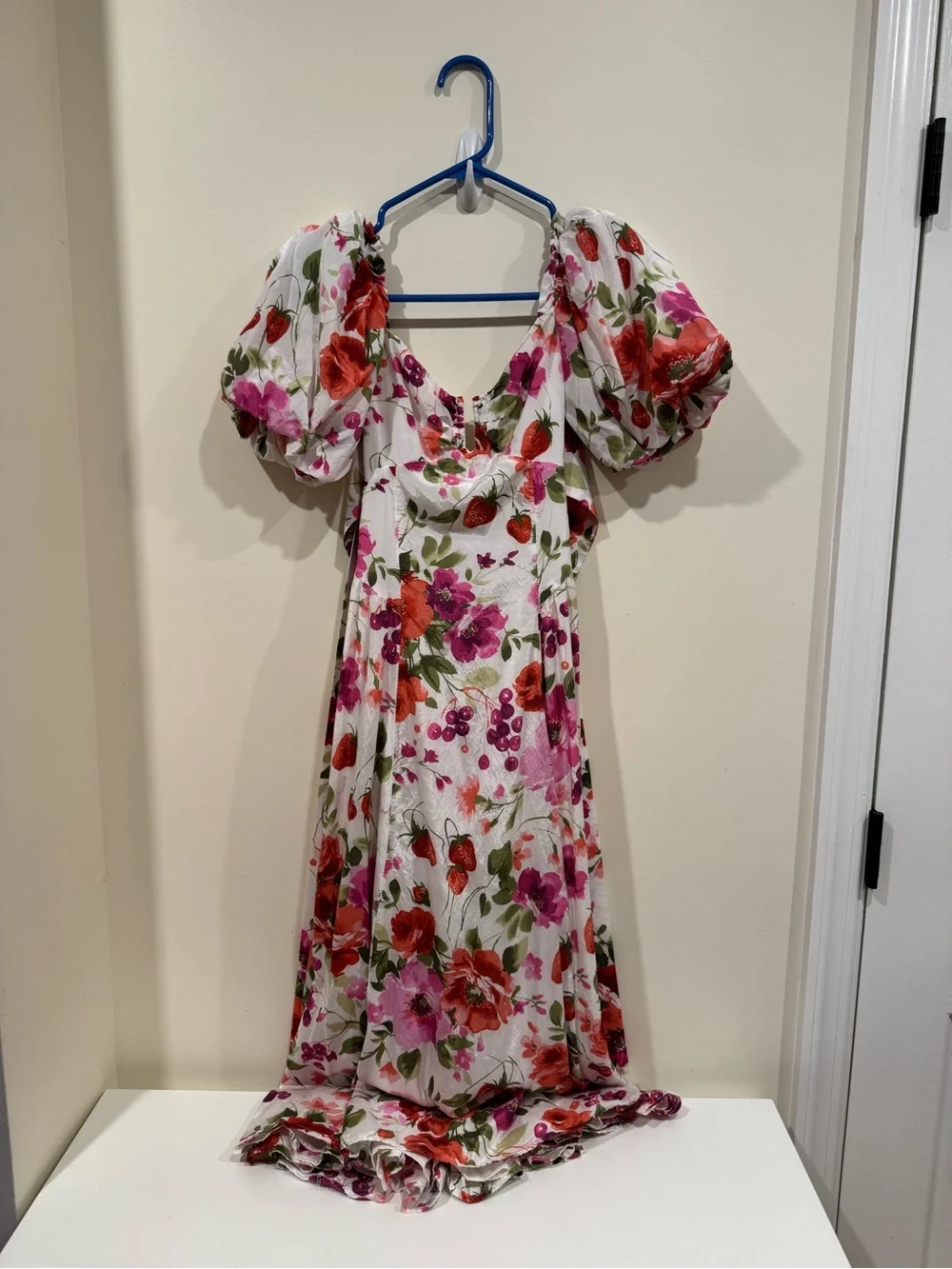 Abercrombie & Fitch White Maxi Dress with Pink & Red Floral Print